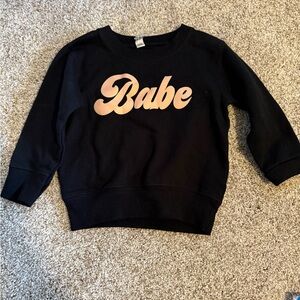 Black Kids Sweatshirt with 'Babe' Print